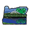 Sticker | Heart in Oregon Mountain | Stained Glass Mountain Geen Heart Label Decal