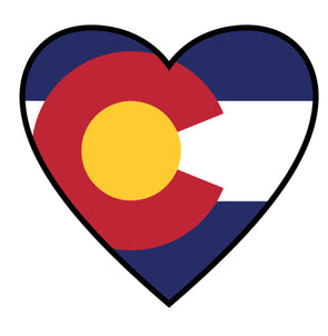 Sticker | Colorado Flag in Heart | Flag in Heart Shaped Label Decal