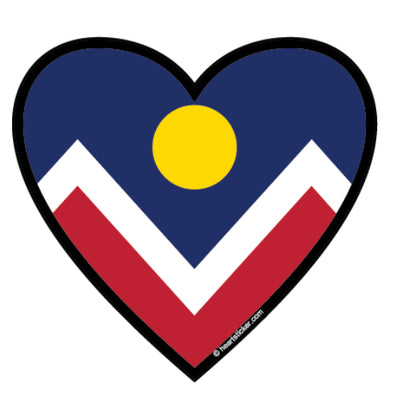 Sticker | Denver is in Heart | DEN Flag in Heart Shaped Label Decal