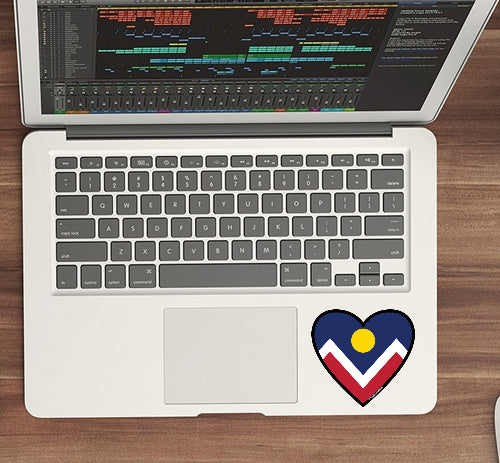 Sticker | Denver is in Heart | DEN Flag in Heart Shaped Label Decal