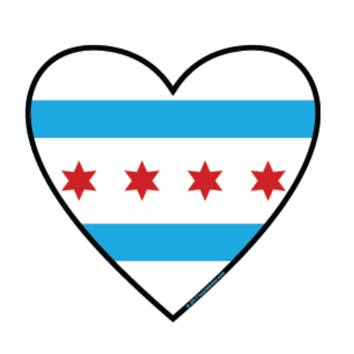 Sticker | City of Chicago City Flag | Flag Heart Red Stars Blue