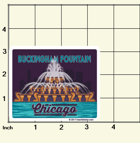 Sticker | Buckingham Fountain Chicago | Purple Blue Tan Label Decal