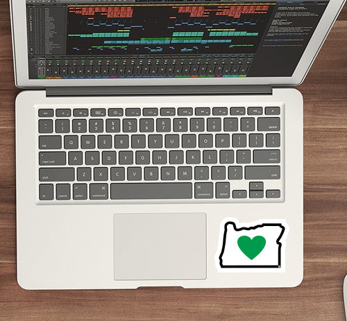 Sticker | Heart in Oregon | Classic Green Heart White Label Decal