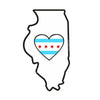 Sticker | Heart in Chicago Illinois | Chicago Flag Illnios State Label Decal