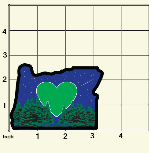 Sticker | Heart in Oregon Night Sky| Shooting Star Green Heart Label Decal